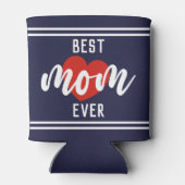 可愛い最高の文字ママとハート 缶クーラー (裏面)