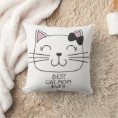 可愛い最高の漫画の子猫を持つ白い猫のママ クッション (ブランケット)