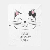 可愛い最高の漫画の子猫を持つ白い猫のママ フリースブランケット (正面)