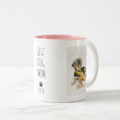 可愛い最高の犬の母ピンク白手書き文字 ツートーンマグカップ (正面右)
