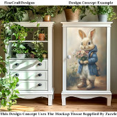 可愛い服を着たウサギ、花CW5Lデコpage 薄葉紙