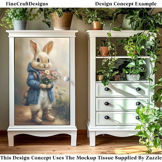 可愛い服を着たウサギ、花CW5Rデコpage 薄葉紙