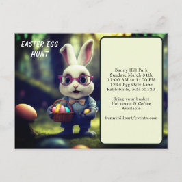 可愛い服を着たバニー&バスケットイースターエッグ狩り ポストカード