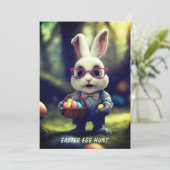 可愛い服を着たバニー&バスケットイースターエッグ狩り 招待状 (スタンド正面)