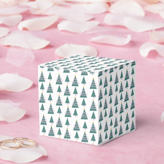 可愛い木々ドードルピンクグリーン フェイバーボックス (ウェディング)