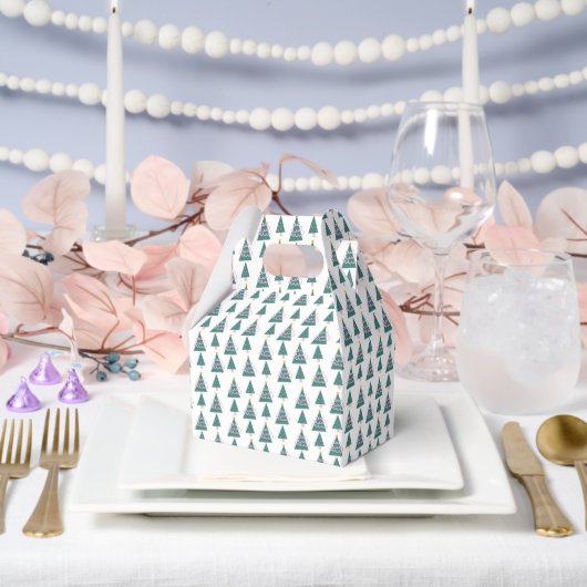 可愛い木々ドードルピンクグリーン フェイバーボックス (ウェディング)