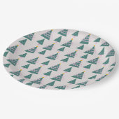 可愛い木々ドードルピンクグリーン ペーパープレート (アングル)