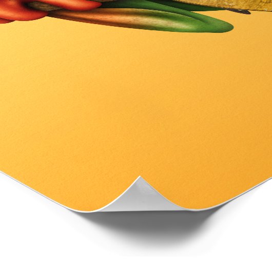 可愛い木のカエル遊のアコースティックギターイエロー ポスター (角)