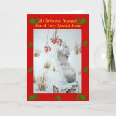 可愛い木のマウス雪のシーンの聖母クリスマス シーズンカード (正面)