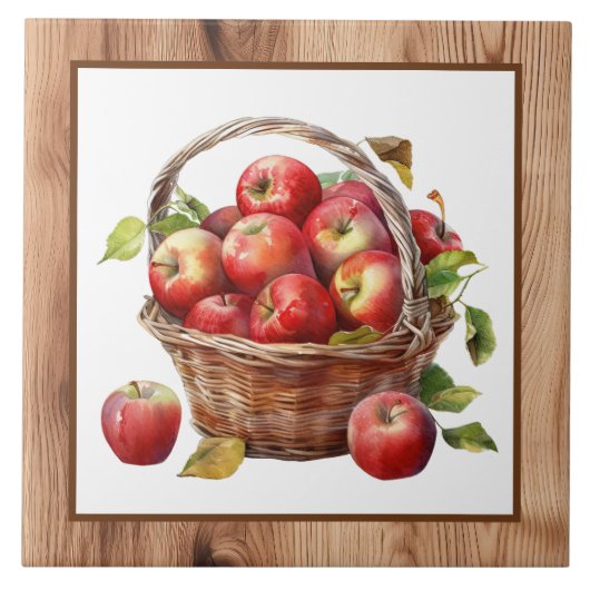 可愛い木フェイク籠りんご厨房 タイル (正面)
