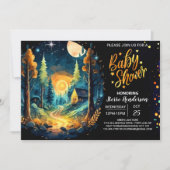 可愛い木材を森に赤ちゃんシャワー 招待状 (正面)