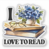 可愛い本読好き シール (正面)