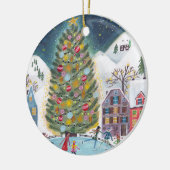 可愛い村の初めてのクリスマスを祖父母の写真に セラミックオーナメント (左)