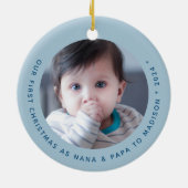 可愛い村の初めてのクリスマスを祖父母の写真に セラミックオーナメント (裏面)