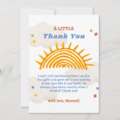 可愛い来ここの息子サンシャインベイビーシャワー サンキューカード (正面)