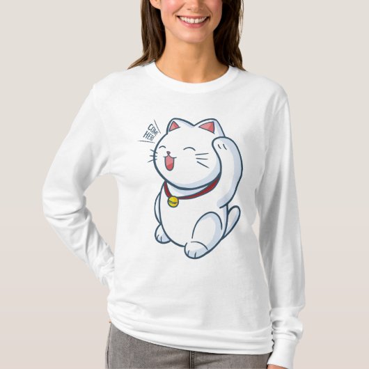 可愛い来ここ猫の女性Tシャツ Tシャツ (正面)
