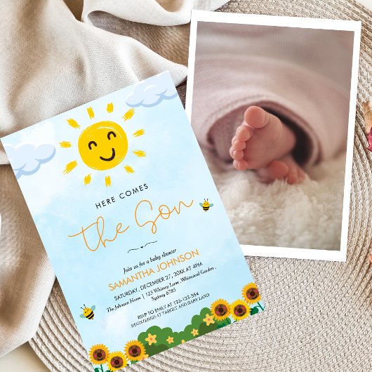 可愛い来この息子の赤ちゃんシャワー 招待状