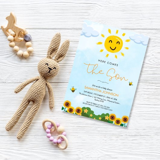 可愛い来この息子の赤ちゃんシャワー 招待状