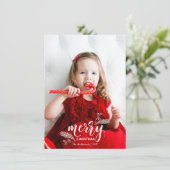 可愛い松とホリークリスマスパターン家族の写真 シーズンカード (スタンド正面)
