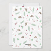 可愛い松とホリークリスマスパターン家族の写真 シーズンカード (裏面)