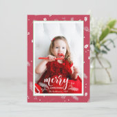可愛い松とホリークリスマスパターン家族の写真 シーズンカード (スタンド正面)