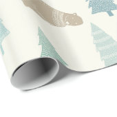 可愛い松と茶色の熊ハッピーホリデー ラッピングペーパー (ロールコーナー)