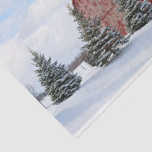 可愛い松の木が生えた大きな風化赤い納屋 薄葉紙 (詳細)