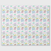 可愛い枕猫イラストレーション柄 ラッピングペーパー (フラット)