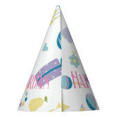 可愛い柄と名前をカスタムする誕生日 パーティーハット (裏面)