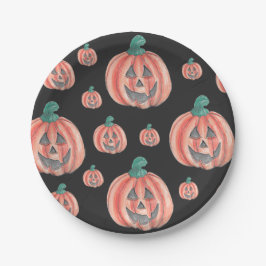 可愛い柄ハロウィンカボチャのジャックOランタン ペーパープレート