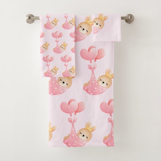 可愛い柄ベビーバニー入りハート毛布 バスタオルセット (インサイチュ)