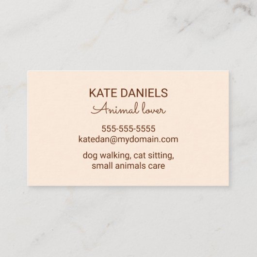 可愛い柴犬コルギドッグペットシーティングサービス 名刺 (裏面)