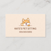 可愛い柴犬コルギドッグペットシーティングサービス 名刺 (正面)