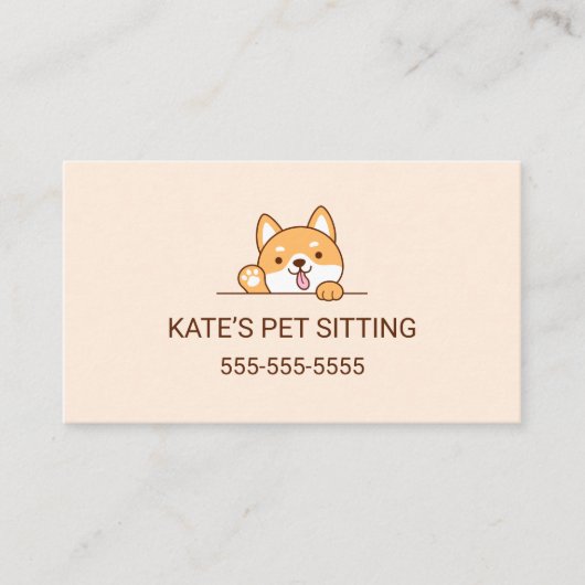 可愛い柴犬コルギドッグペットシーティングサービス 名刺 (正面)