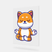 可愛い柴犬犬ヨガ瞑想漫画を行う アクリルサイン (傾斜)