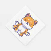可愛い柴犬犬ヨガ瞑想漫画を行う スタンダードランチョンナプキン (角)