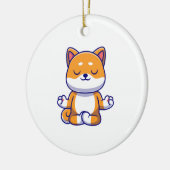 可愛い柴犬犬ヨガ瞑想漫画を行う セラミックオーナメント (左)