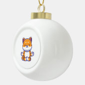 可愛い柴犬犬ヨガ瞑想漫画を行う セラミックボールオーナメント (右)