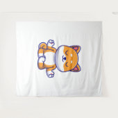 可愛い柴犬犬ヨガ瞑想漫画を行う タペストリー (正面(横))