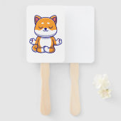 可愛い柴犬犬ヨガ瞑想漫画を行う ハンドファン (正面&裏面)