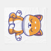 可愛い柴犬犬ヨガ瞑想漫画を行う フリースブランケット (正面(横))