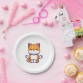 可愛い柴犬犬ヨガ瞑想漫画を行う ペーパープレート (パーティー)