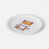 可愛い柴犬犬ヨガ瞑想漫画を行う ペーパープレート (アングル)