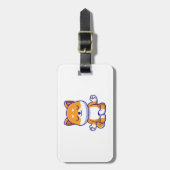 可愛い柴犬犬ヨガ瞑想漫画を行う ラゲッジタグ (正面縦)