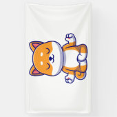 可愛い柴犬犬ヨガ瞑想漫画を行う 横断幕 (縦)