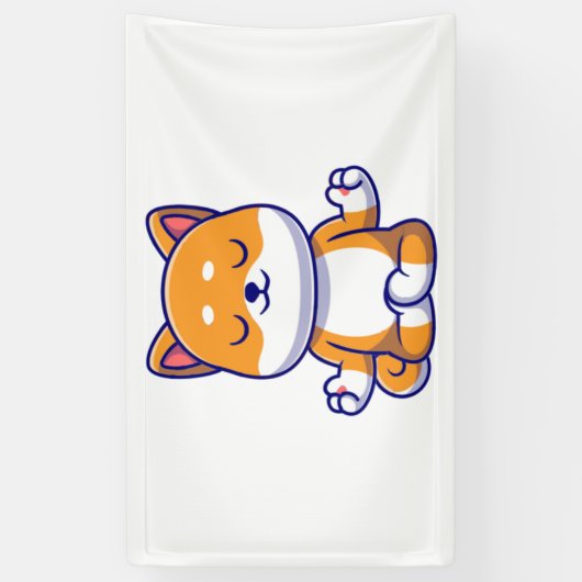 可愛い柴犬犬ヨガ瞑想漫画を行う 横断幕 (縦)