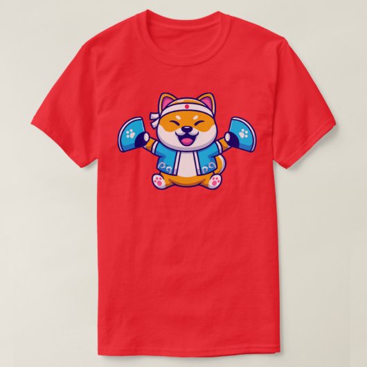 可愛い柴犬犬日本のの衣装とハ Tシャツ (デザイン正面)