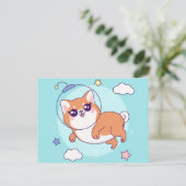 可愛い柴犬絵葉書 ポストカード (スタンド正面)