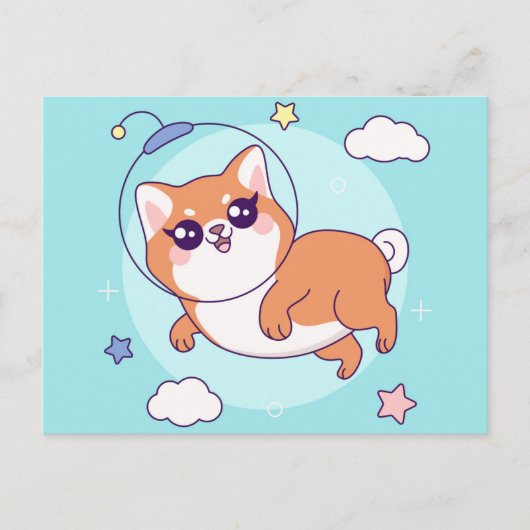 可愛い柴犬絵葉書 ポストカード (正面)