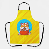 可愛い柴犬食べのラーメン麺マンガ–23054 エプロン (正面)